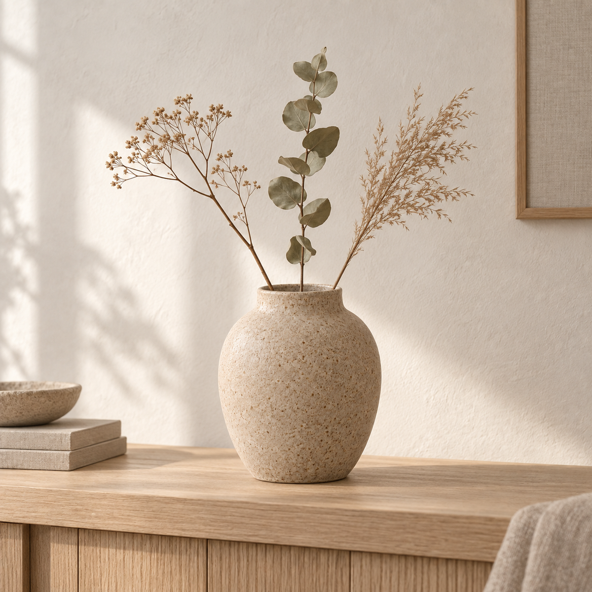 Vase Ler sur une console avec des branches séchées